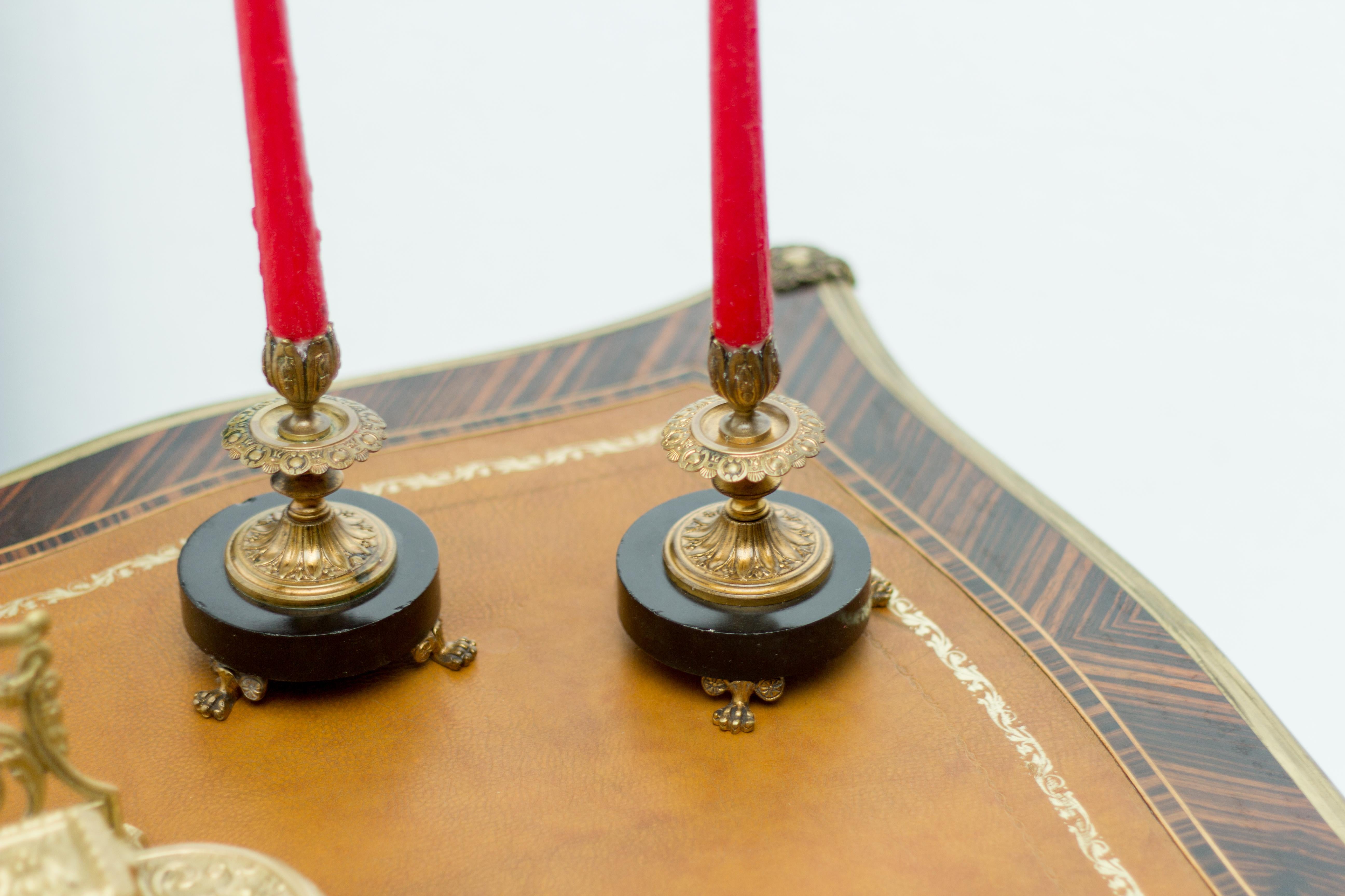 Pair of French Bronze and Marble Candlesticks 5