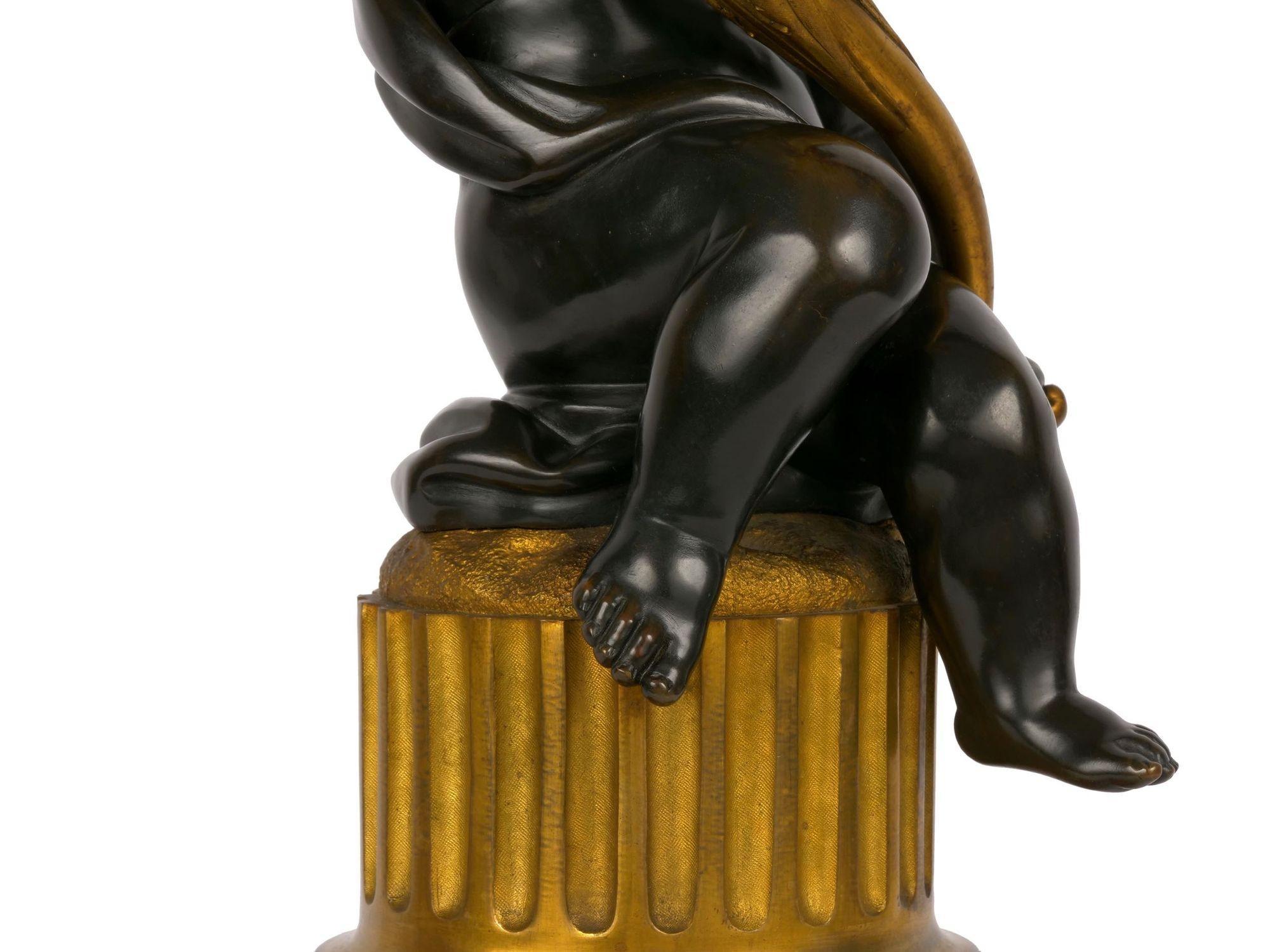 Pareja de Lámparas Candelabro Escultura Putto Antiguas Francesas de Bronce, circa 1870-1890 en venta 5