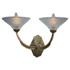 Pair of French Bronze Art Deco Wall Sconces