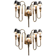 Pair of French Bronze Candelabra Sconces in the "Empire" Style