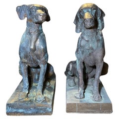 Pair of French Bronze Dog Sculptures
