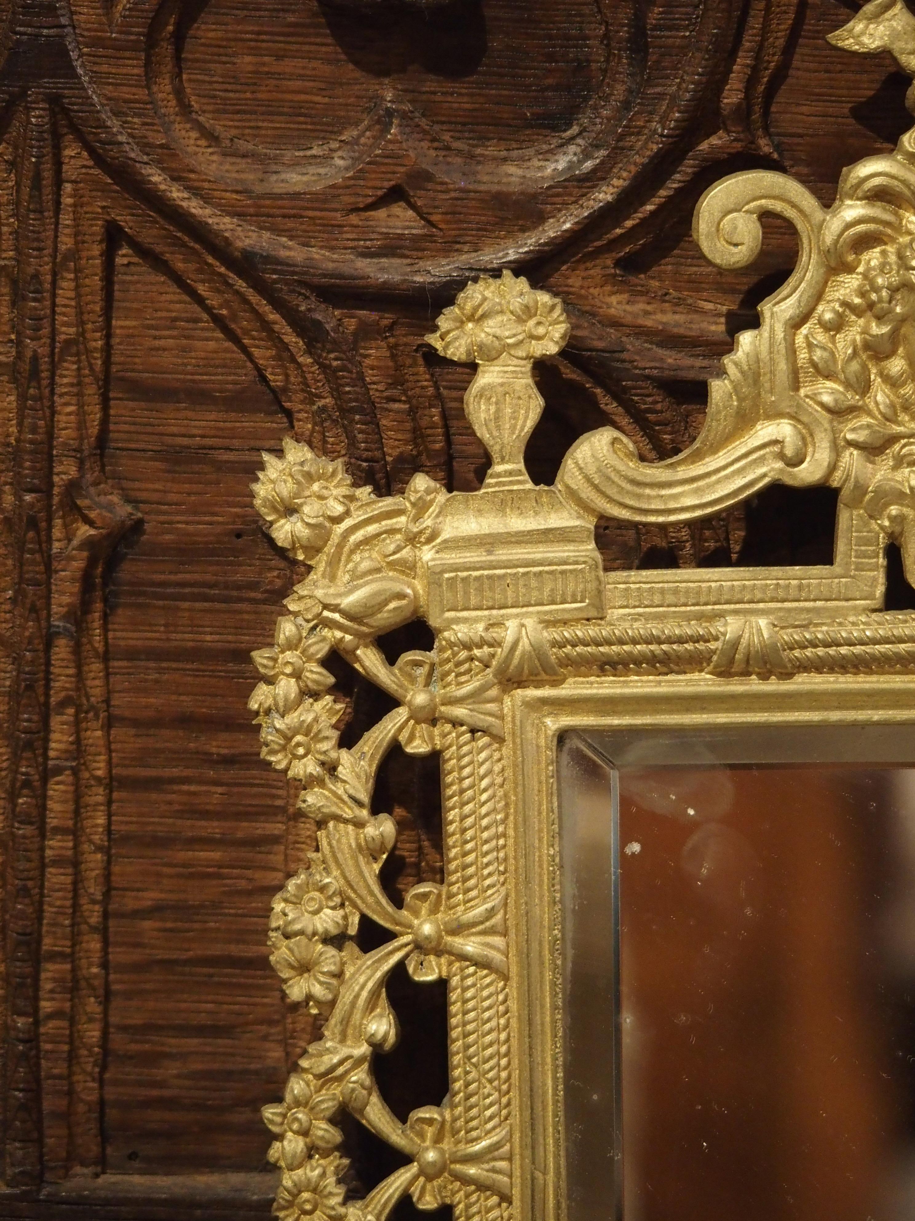 Pair of French Bronze Dore Mirrors with Mascarons and Floral Motifs, circa 1880 For Sale 2
