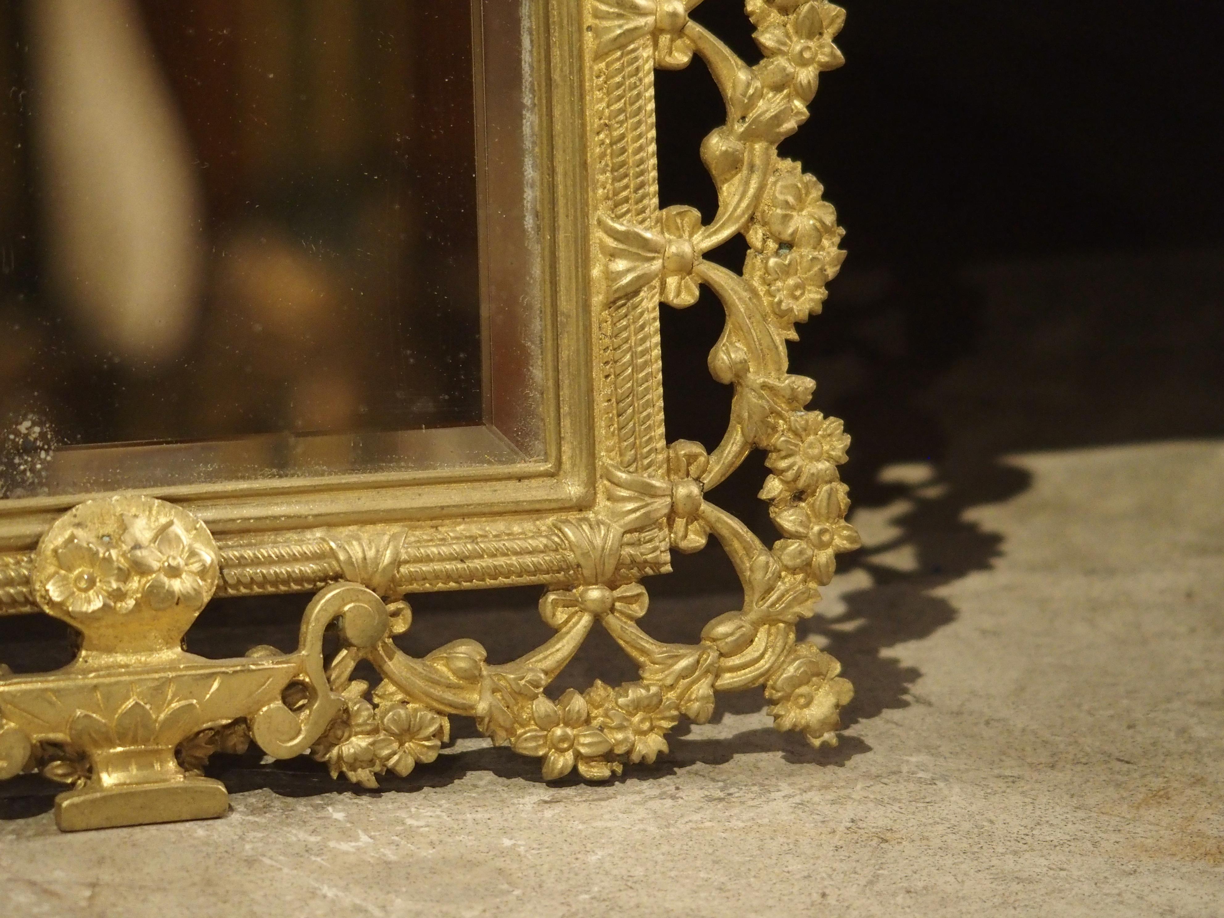 Pair of French Bronze Dore Mirrors with Mascarons and Floral Motifs, circa 1880 For Sale 3