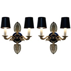 Pair of French Bronze Empire Style Wall Sconces