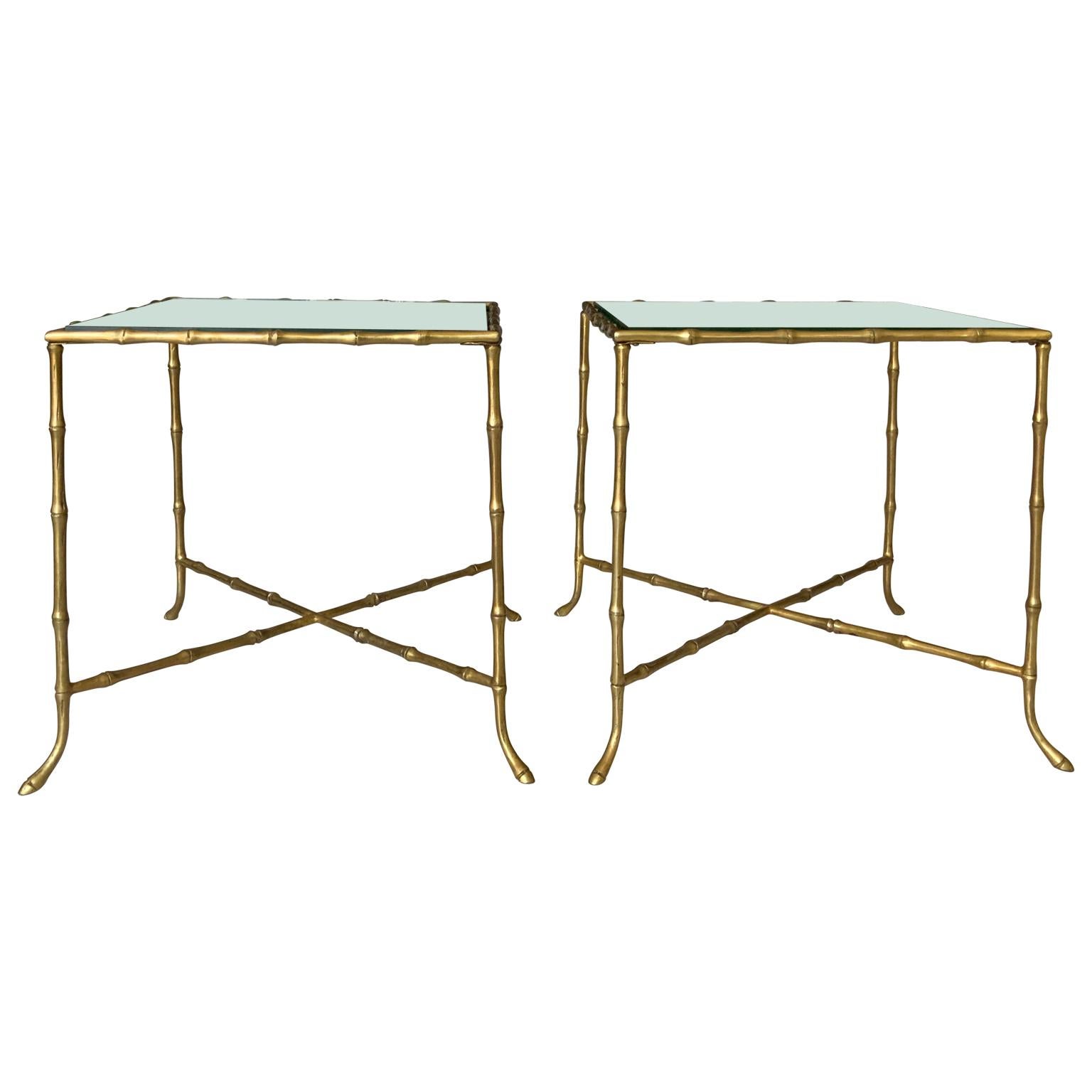 20th Century Pair Of French Faux Bamboo Maison Bagues Side Tables
