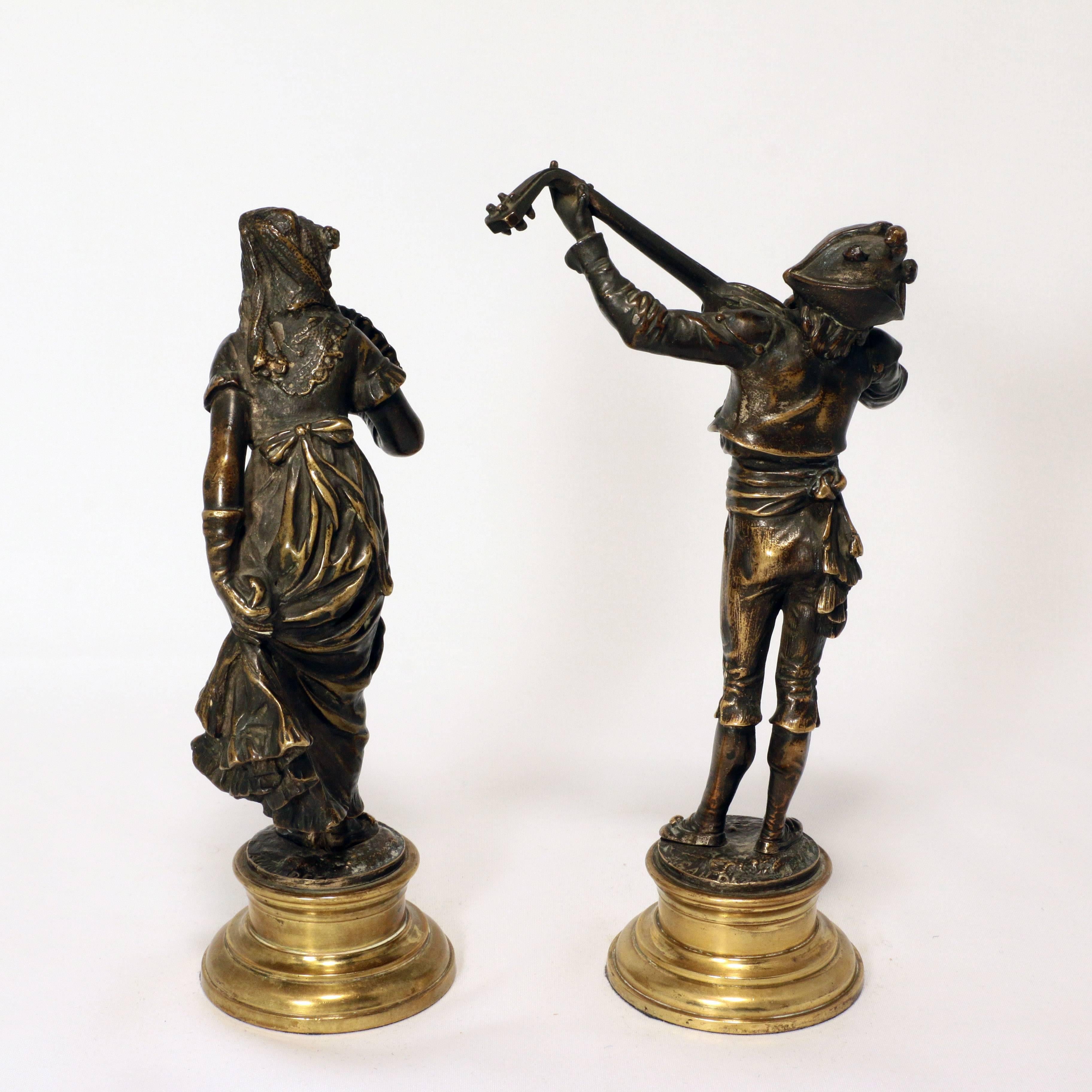 Louis XV Pair of French Bronze Figures For Sale