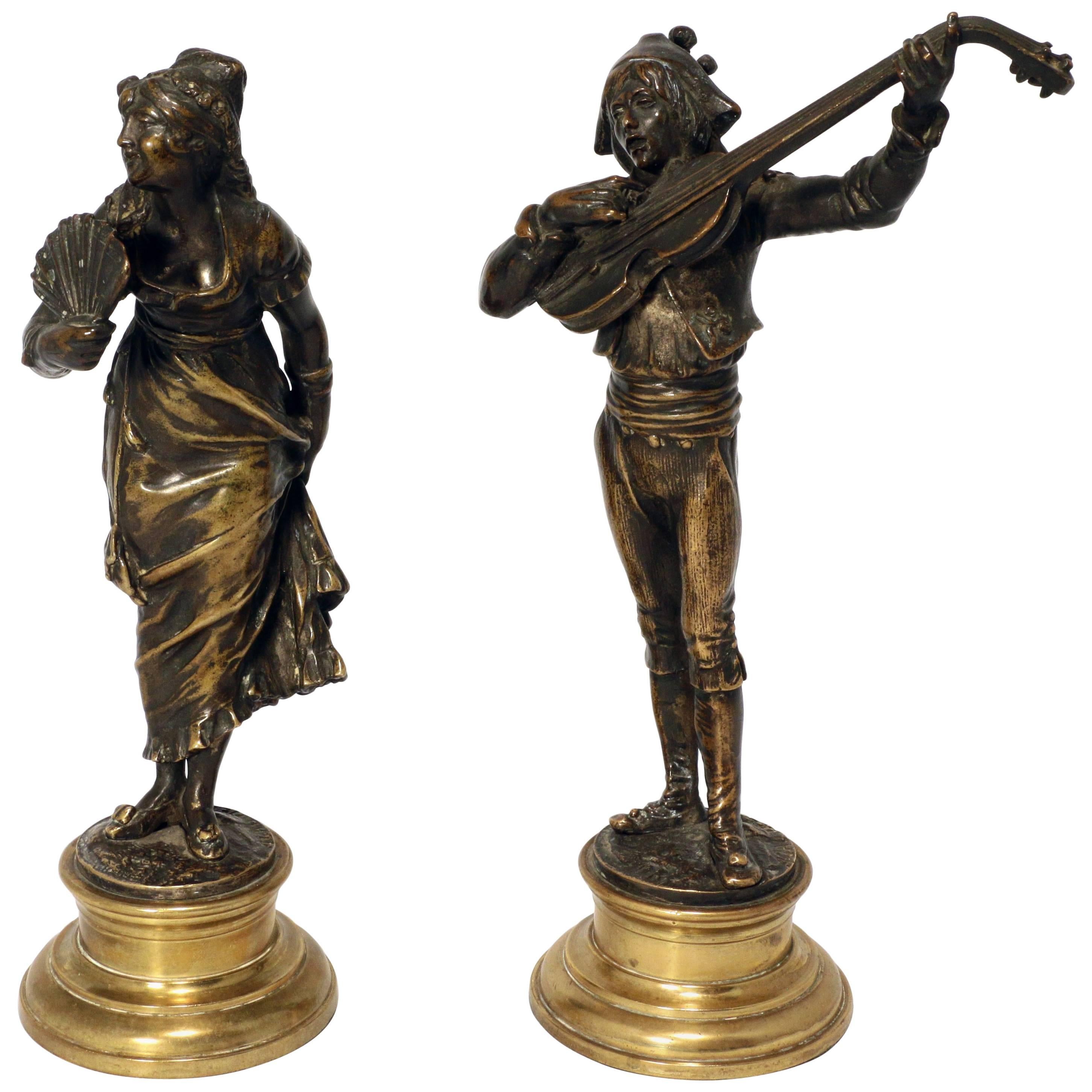 Pair of French Bronze Figures For Sale