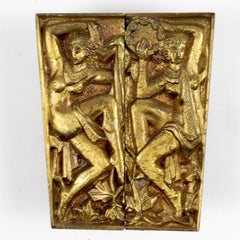 Pair of 1930s French Bronze Door Handles Decorated with Dancing Nymphs