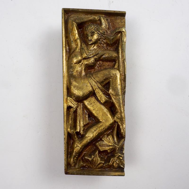 Early 20th Century Pair of 1930s French Bronze Door Handles Decorated with Dancing Nymphs