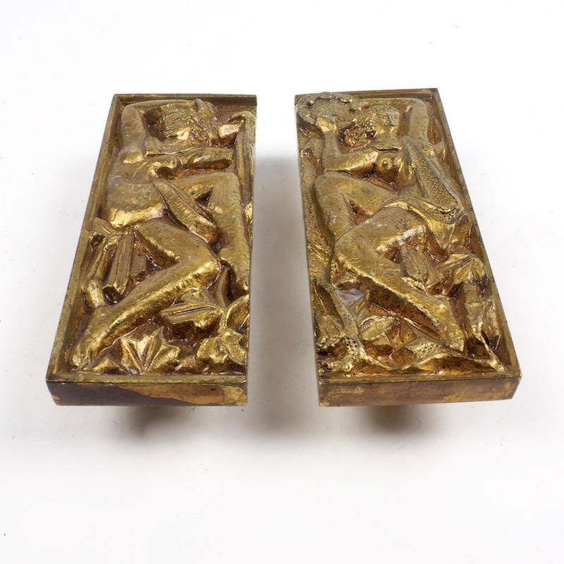 Pair of 1930s French Bronze Door Handles Decorated with Dancing Nymphs 2