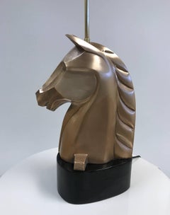 Pair of French Bronze Horse Lamps Style of James Mont