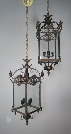 Pair of French Bronze Lanterns, circa 1900