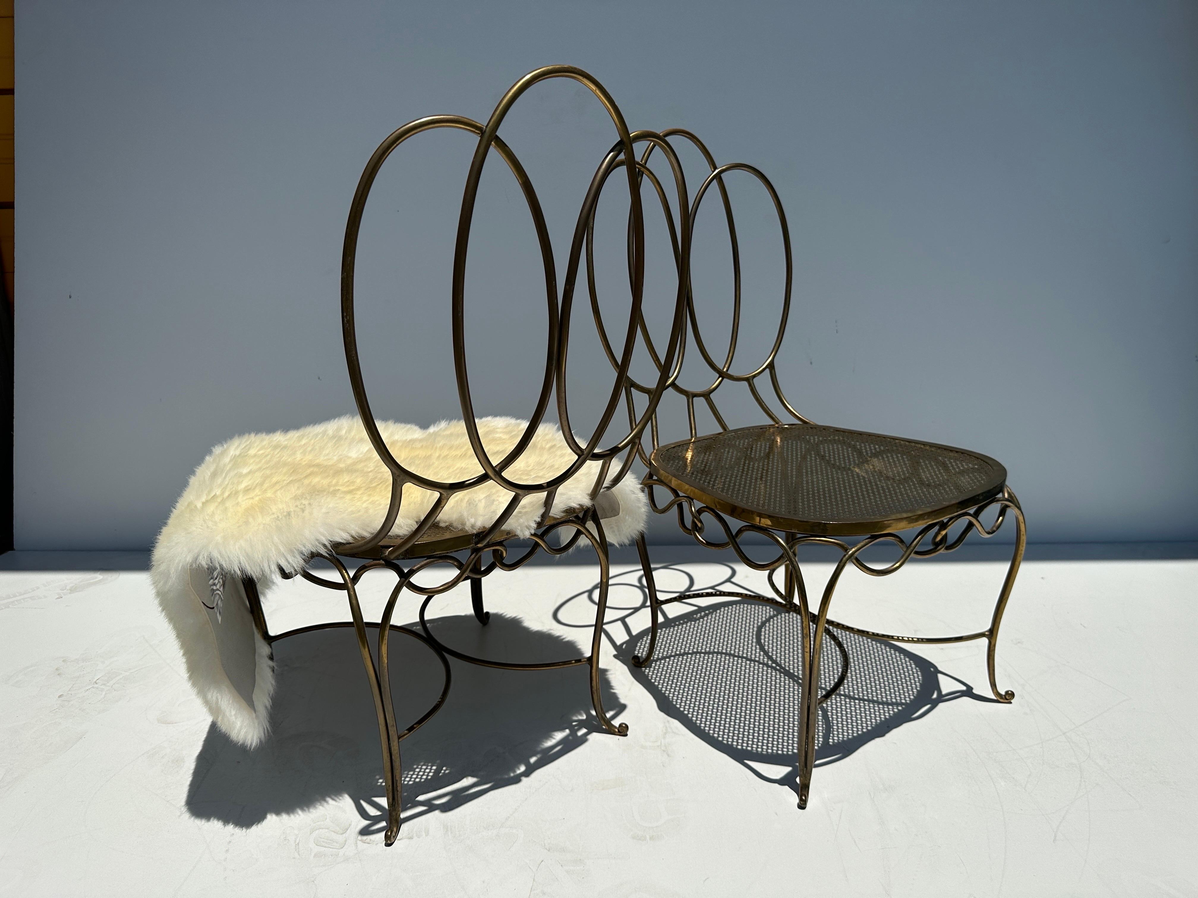Bronze Paire de chaises basses de salon françaises en bronze en vente