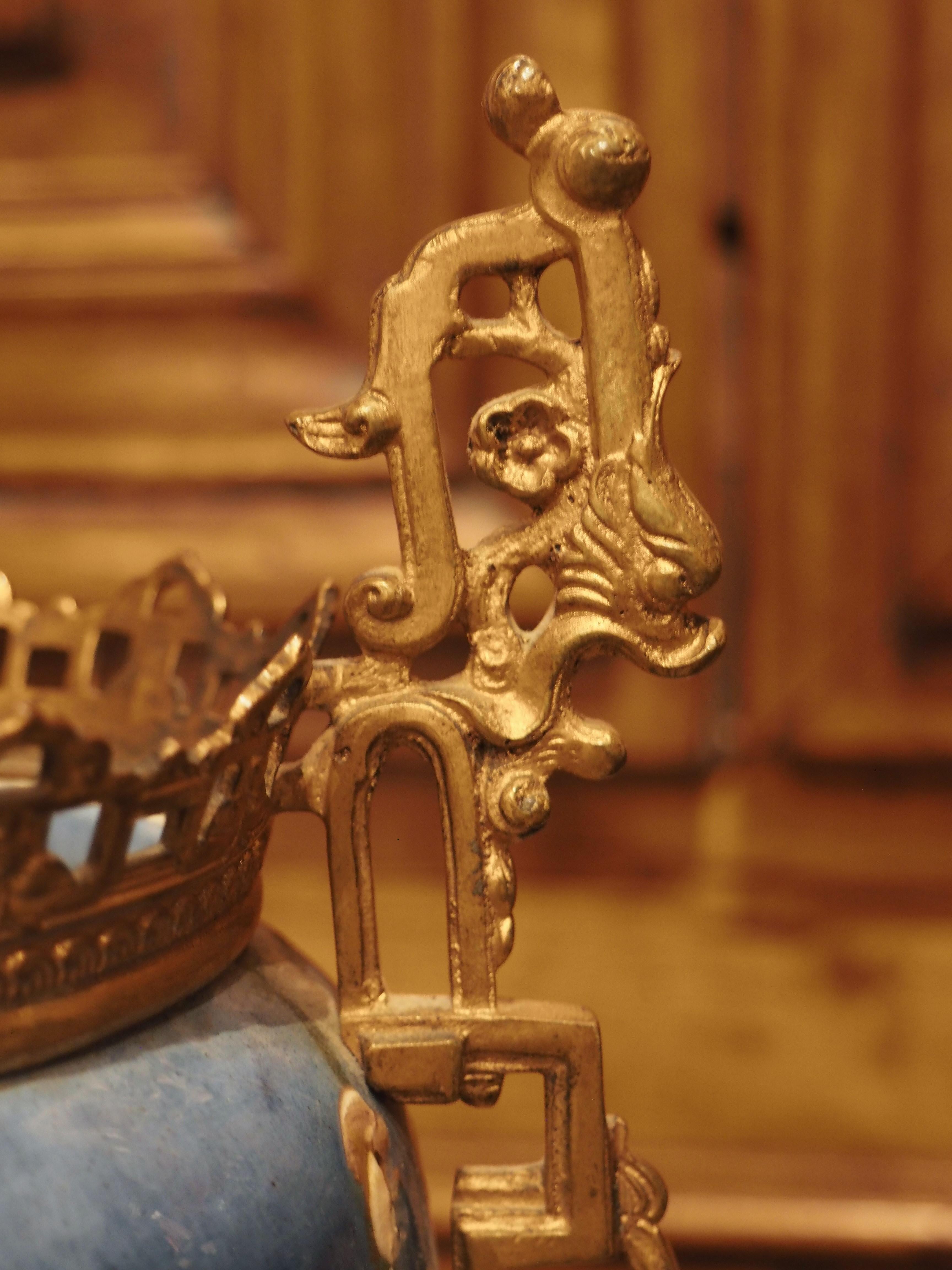Paire de vases barbotine français montés sur bronze, Montigny Sur Loing, vers 1860 3