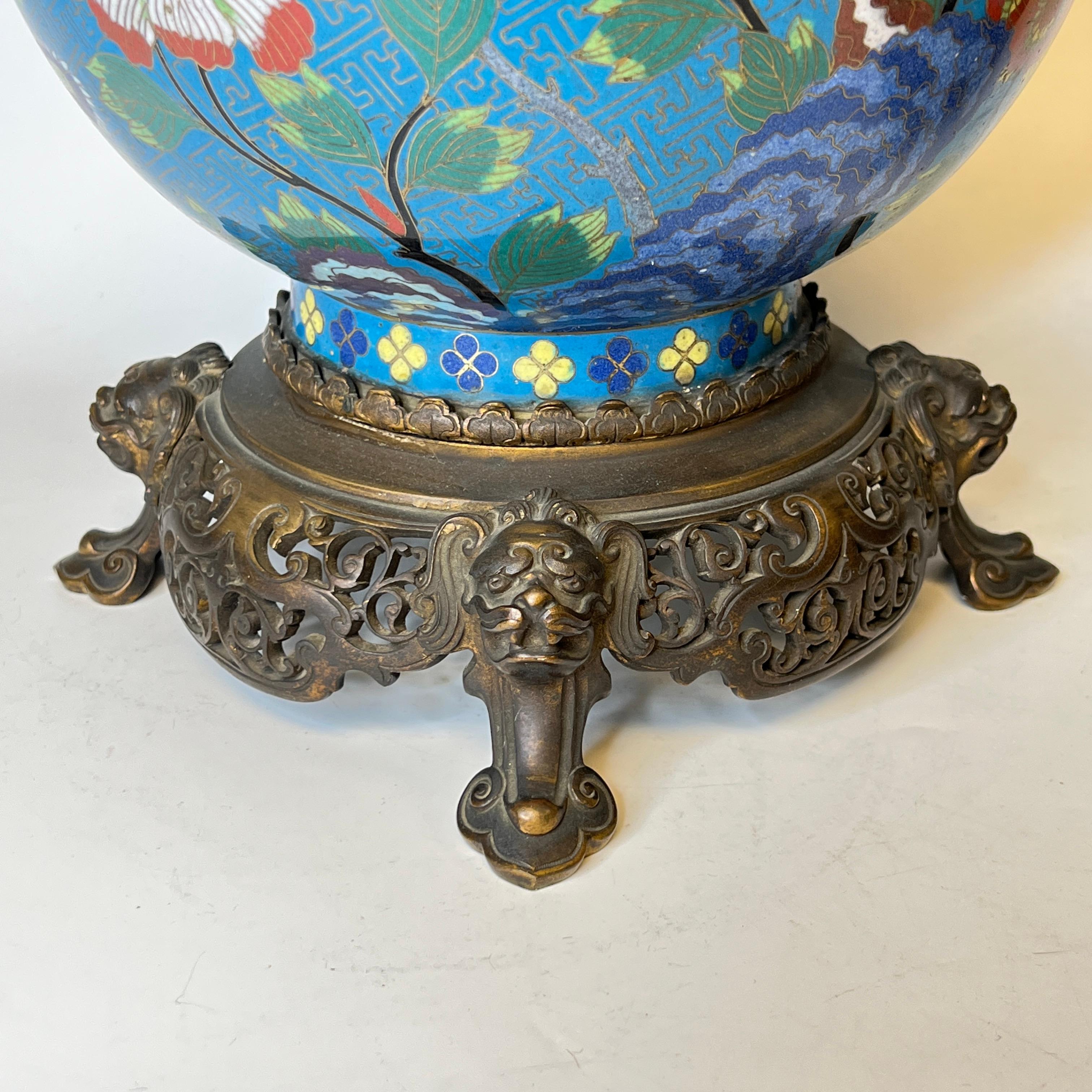 Pair of French Bronze Mounted Chinese Cloisonne Table Lamps 6