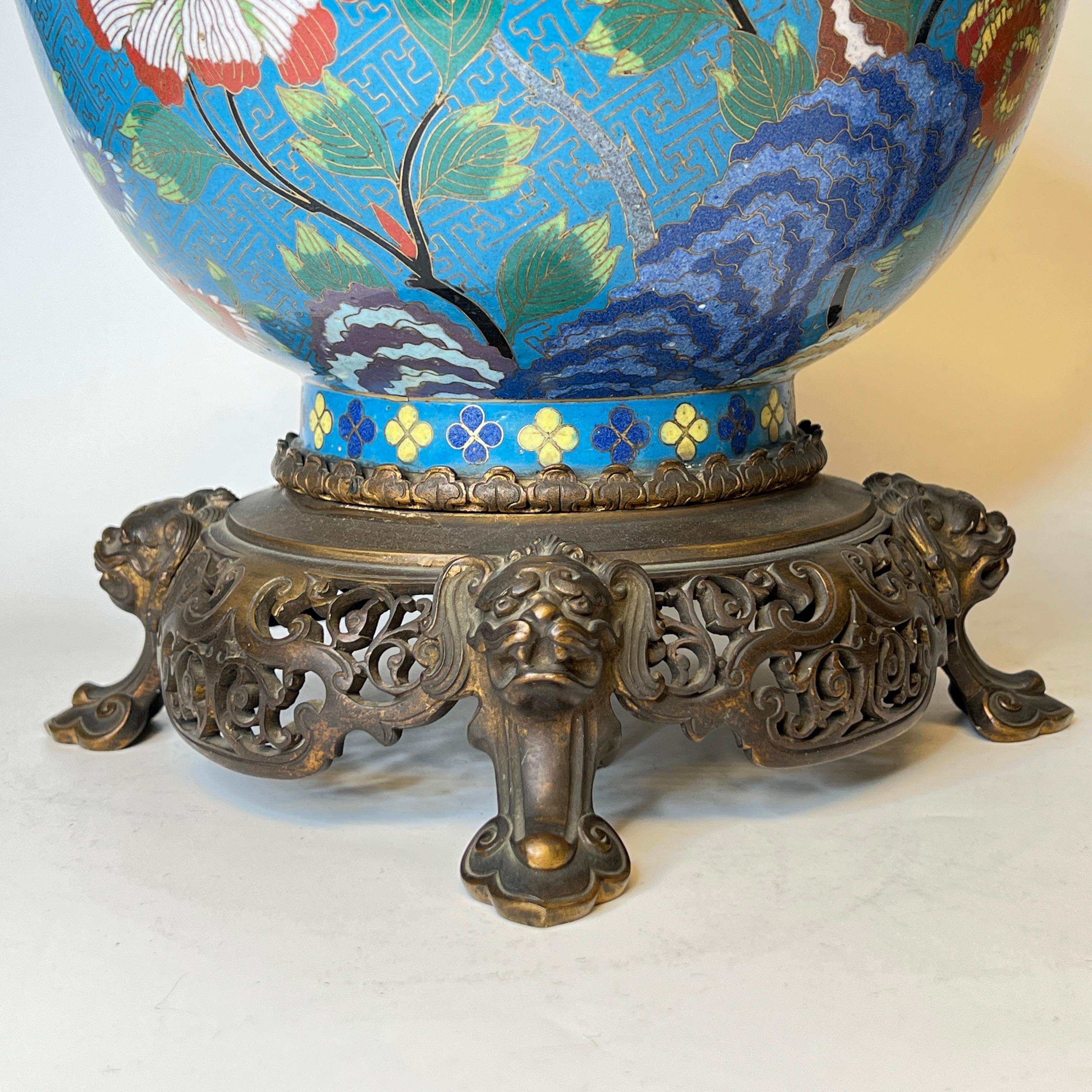 Pair of French Bronze Mounted Chinese Cloisonne Table Lamps 7