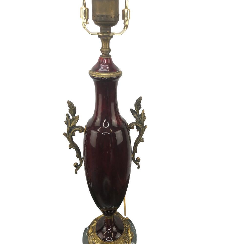 Early 20th Century Pair of French Bronze Mounted Oxblood Lamps For Sale