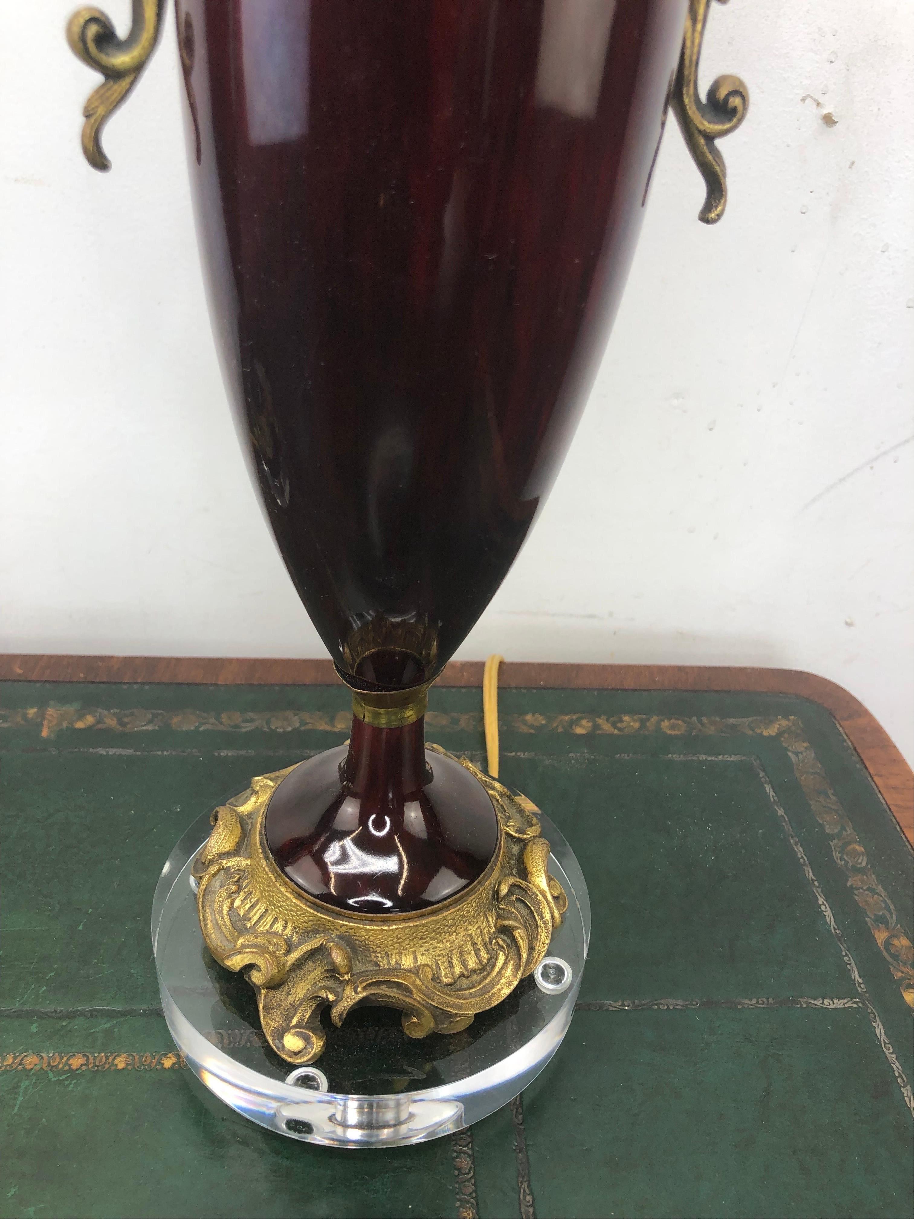 Pair of French Bronze Mounted Oxblood Lamps For Sale 1