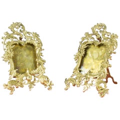 Antique Pair of French Bronze Rococo Style Photo or Picture Frames, 1920s