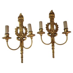 Antique Pair of French Bronze Sconces