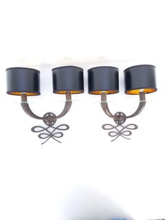 Paire d'appliques françaises en bronze de style Leleu, 2 paires disponibles