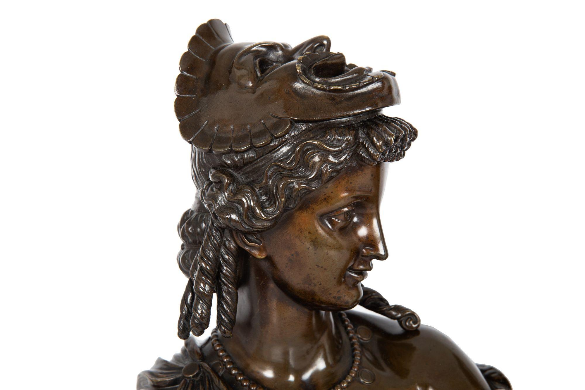 Coppia di busti scultura in bronzo francese 