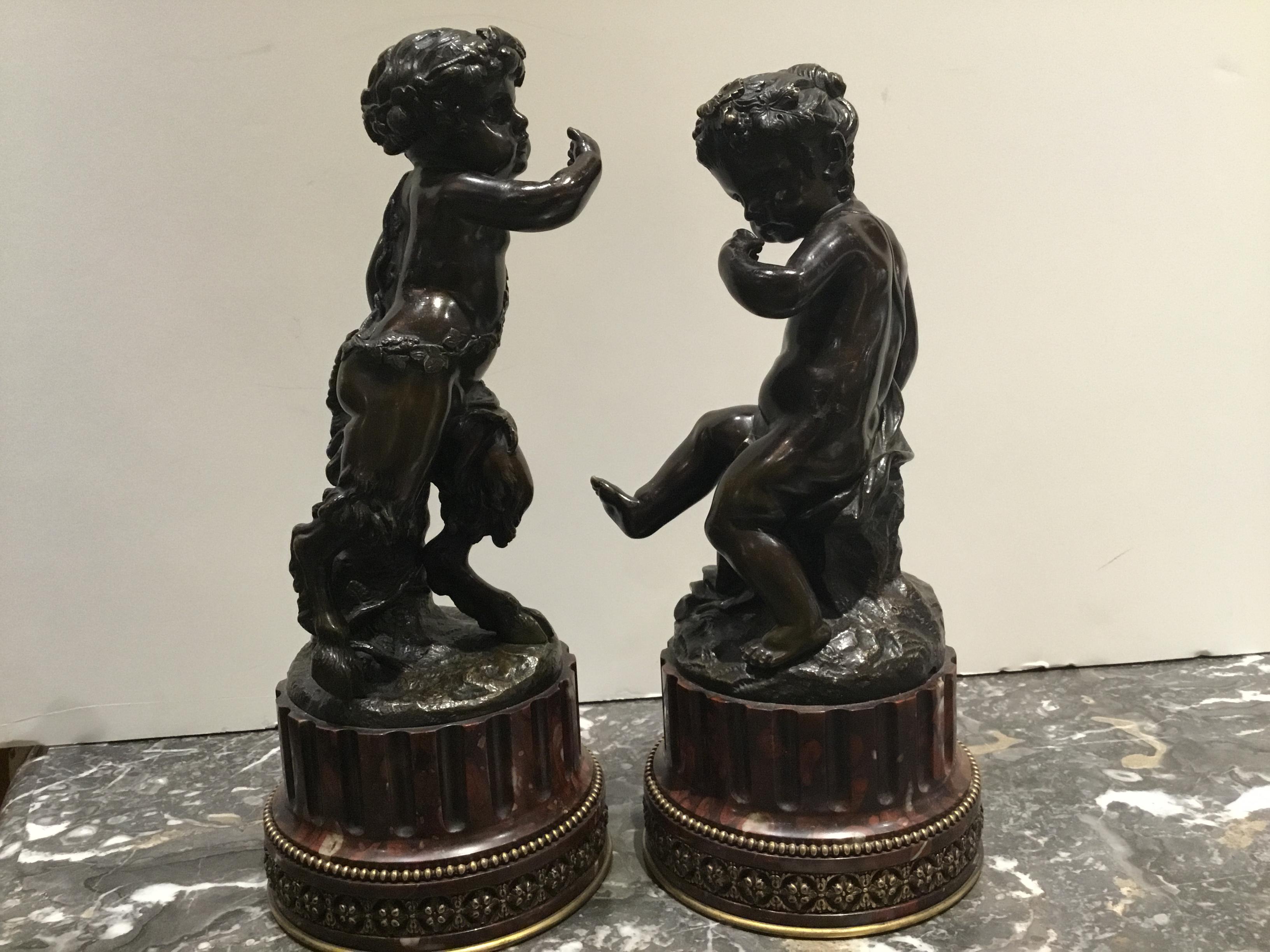 clodion pair of infant satyrs