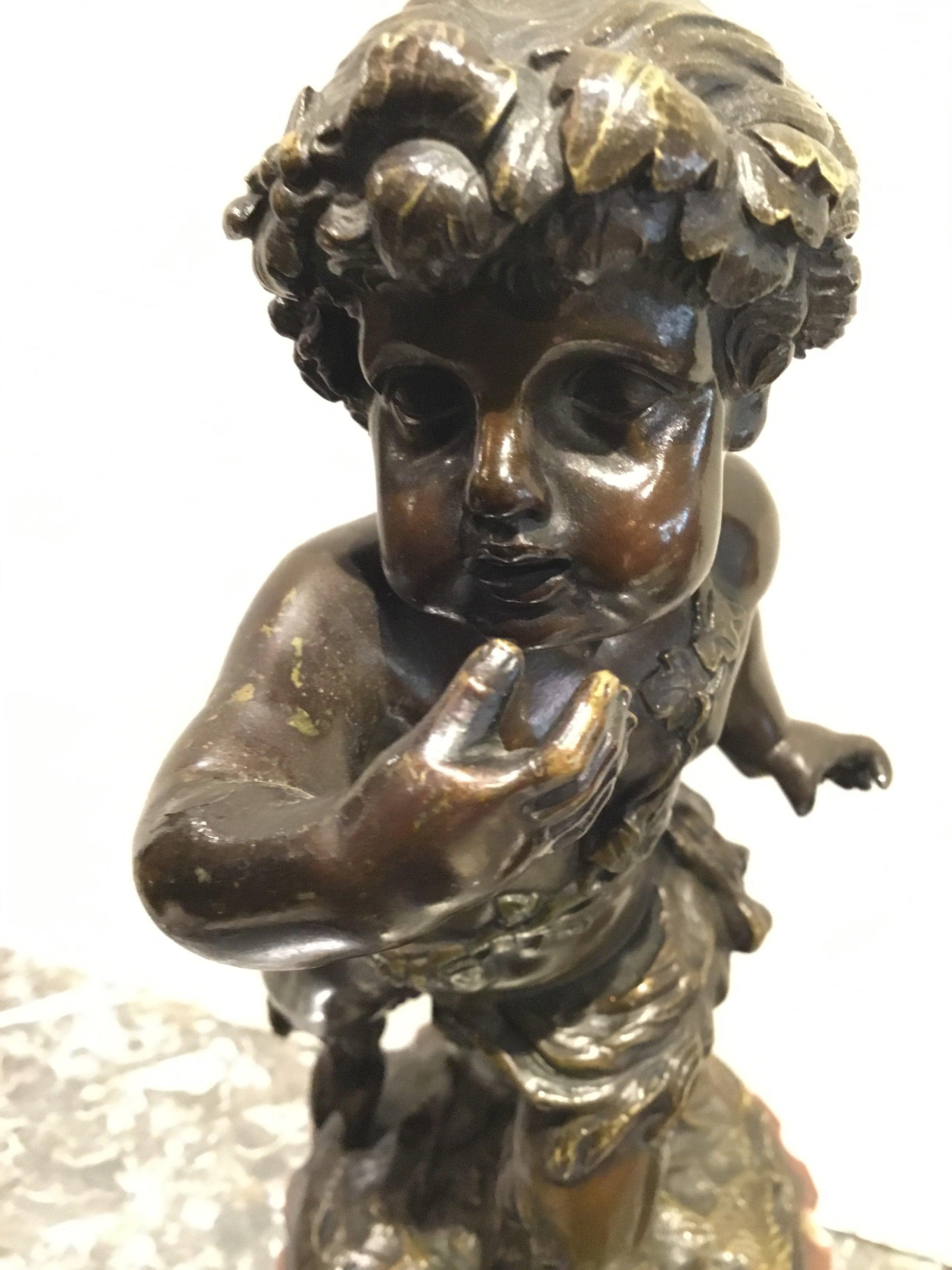Pair of French Bronze Sculptures of a Nymph and Satyr Signed “Clodion”  For Sale 2