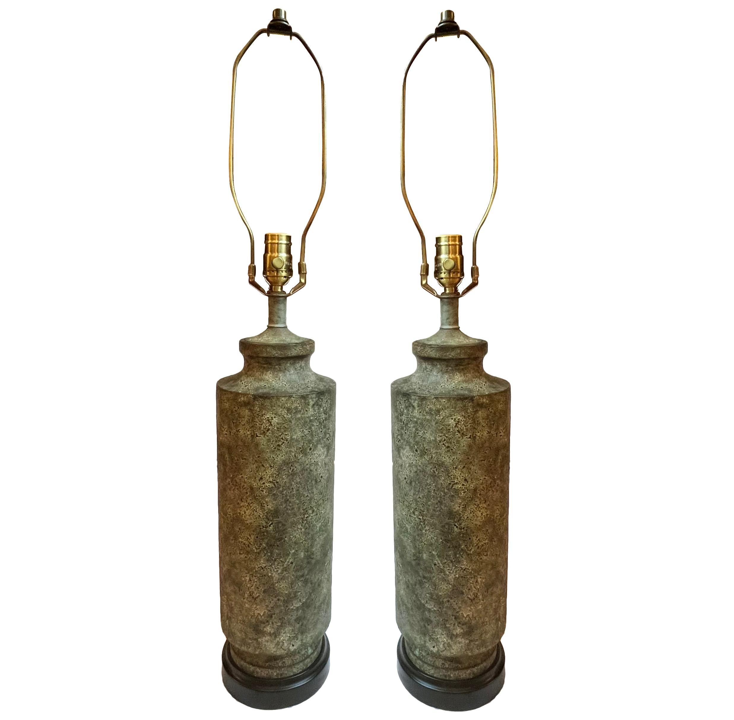 Pair of French Bronze Table Lamps In Good Condition In New York, NY