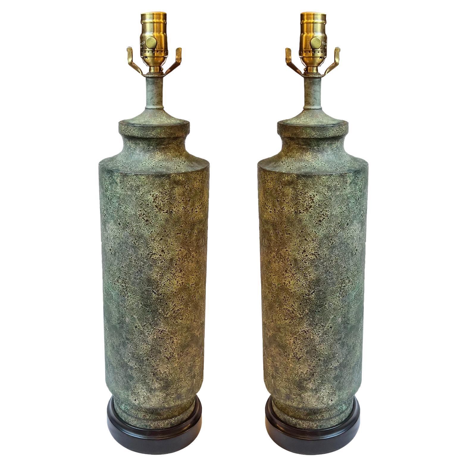 Pair of French Bronze Table Lamps