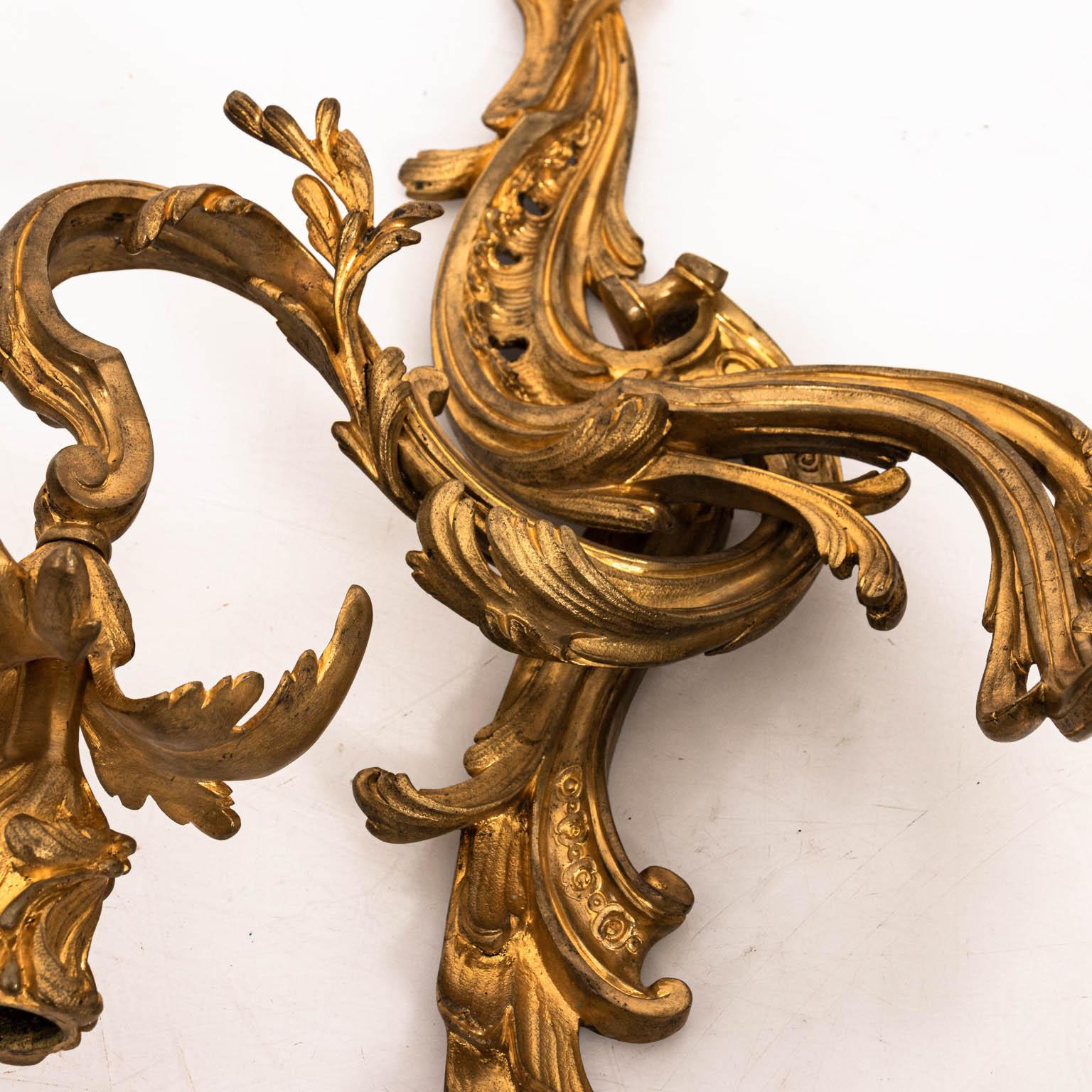 Pair of French Bronze Two-Light Sconces 2