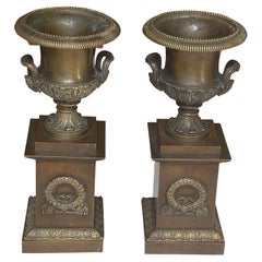 Pair of French Bronze Urns Circa 1825-40