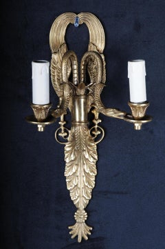 Pair of French Bronze Wall Appliqués or Sconces Empire Style