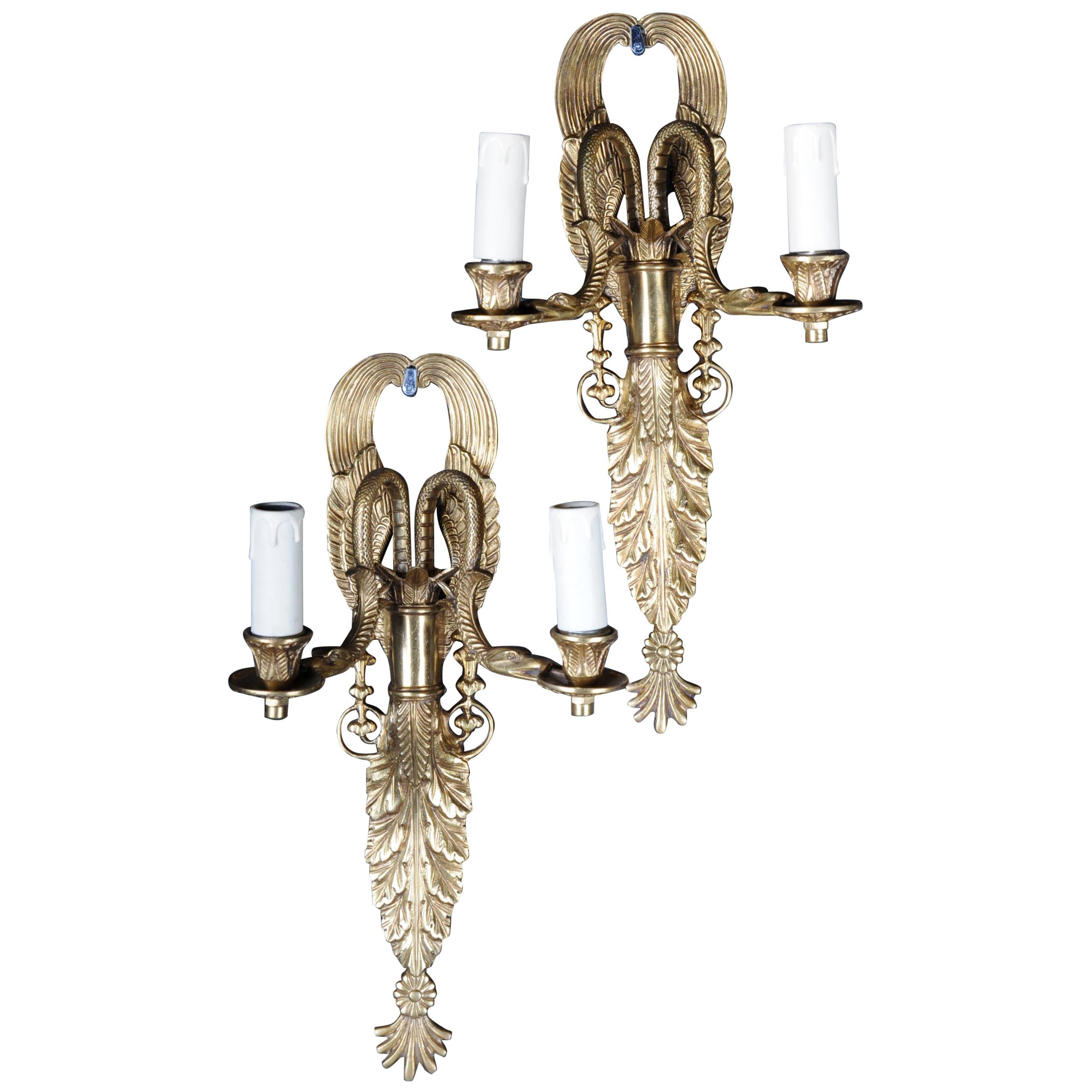 Pair of French Bronze Wall Appliqués or Sconces Empire Style For Sale