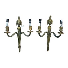 Pair of French Bronze Wall Appliques Sconces Empire Style