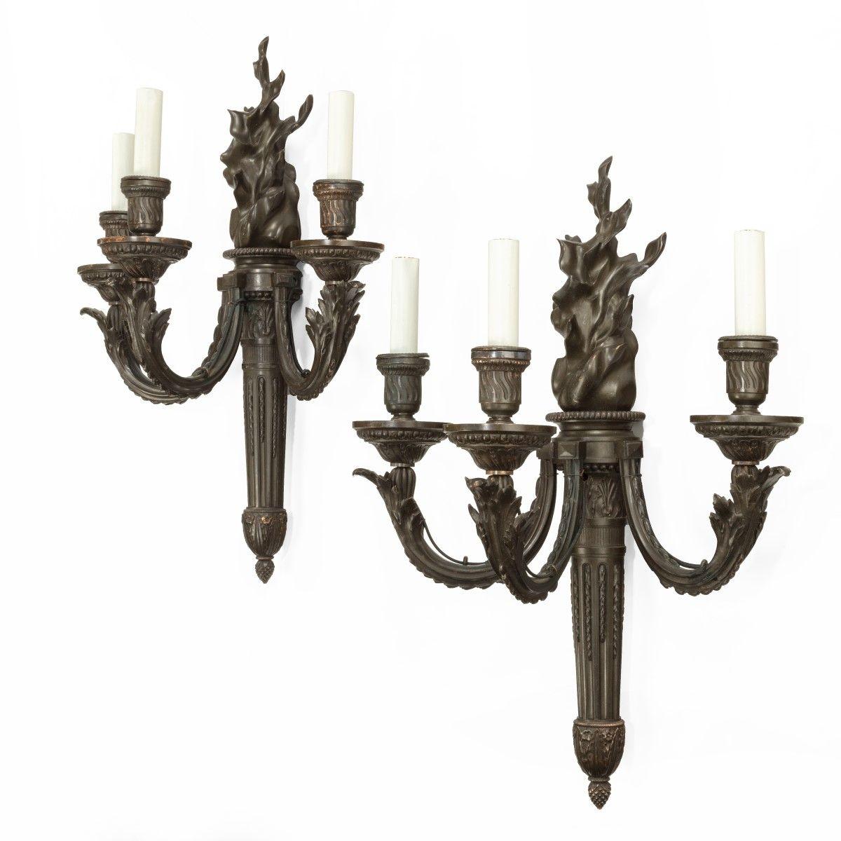 Pair of French Bronze Wall-Lights For Sale 1