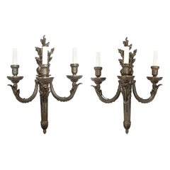 Coppia di lampade da parete francesi in bronzo
