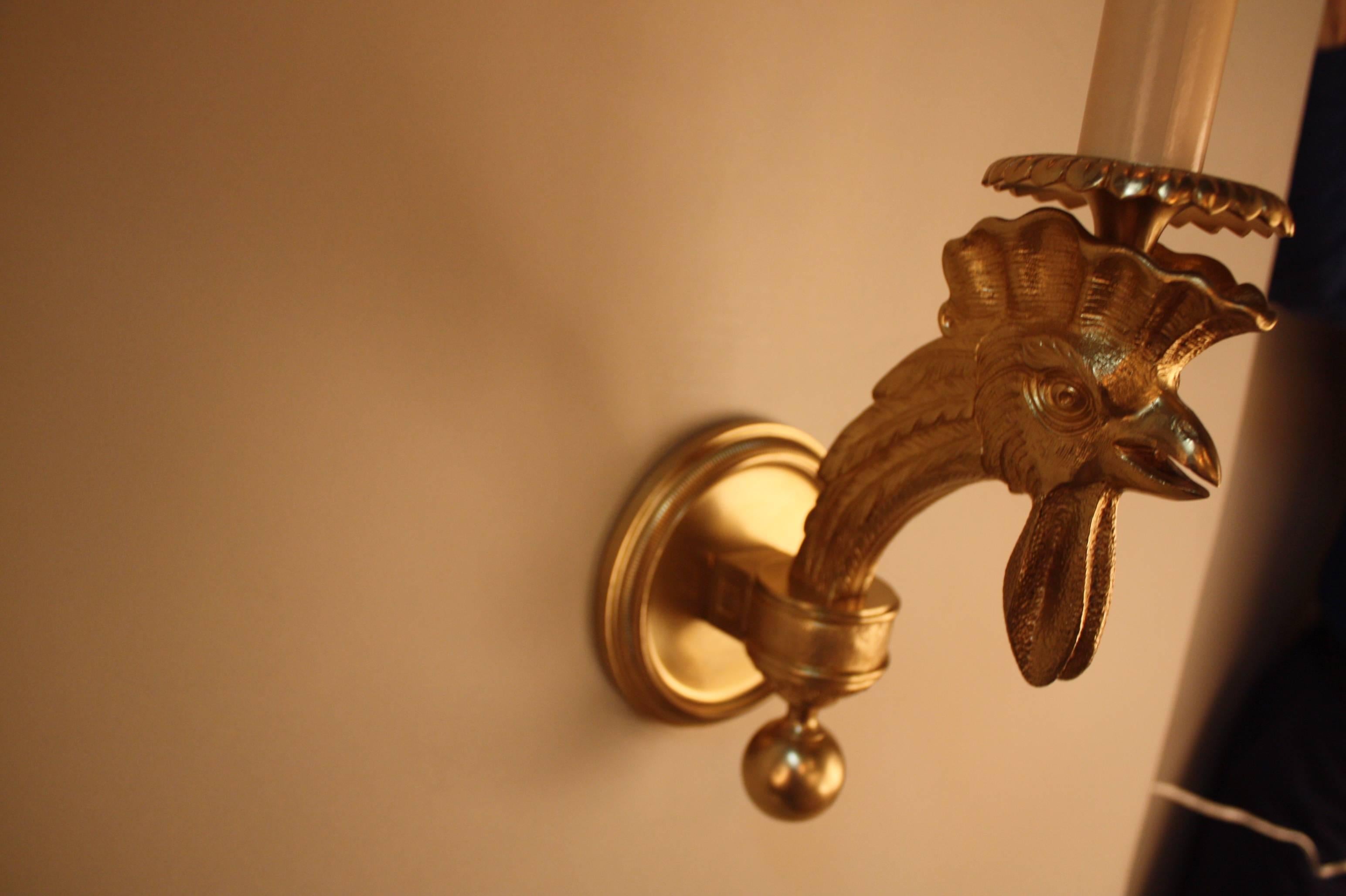 Pair of French Bronze Wall Sconces In Good Condition In Fairfax, VA