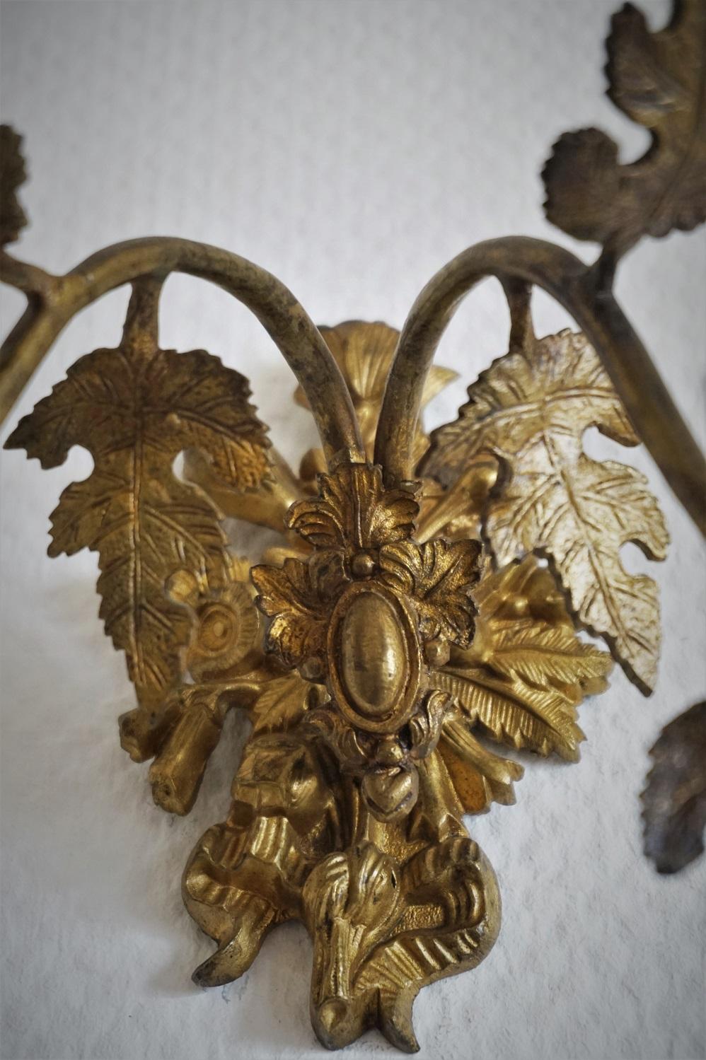 Pair of French Bronze Wall Sconces, Late 19th Century 3