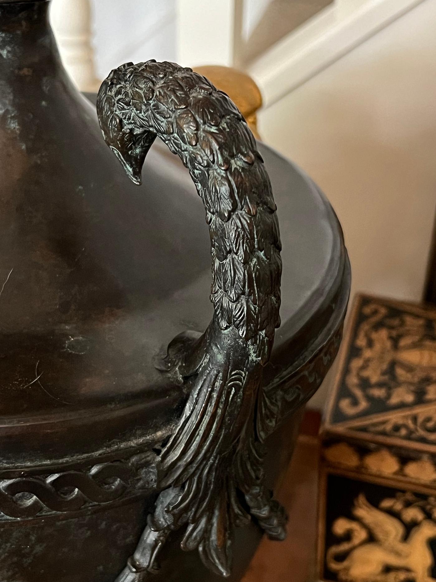 Early 20th Century Pair of French Bronzed-metal Louis XVI Style Urns as Lamps For Sale