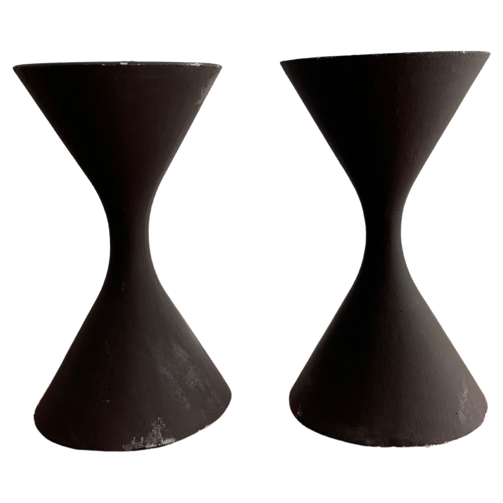 Pair of French Brown Diabolo Planter by Willy Guhl and Anton Bee for Eternit For Sale