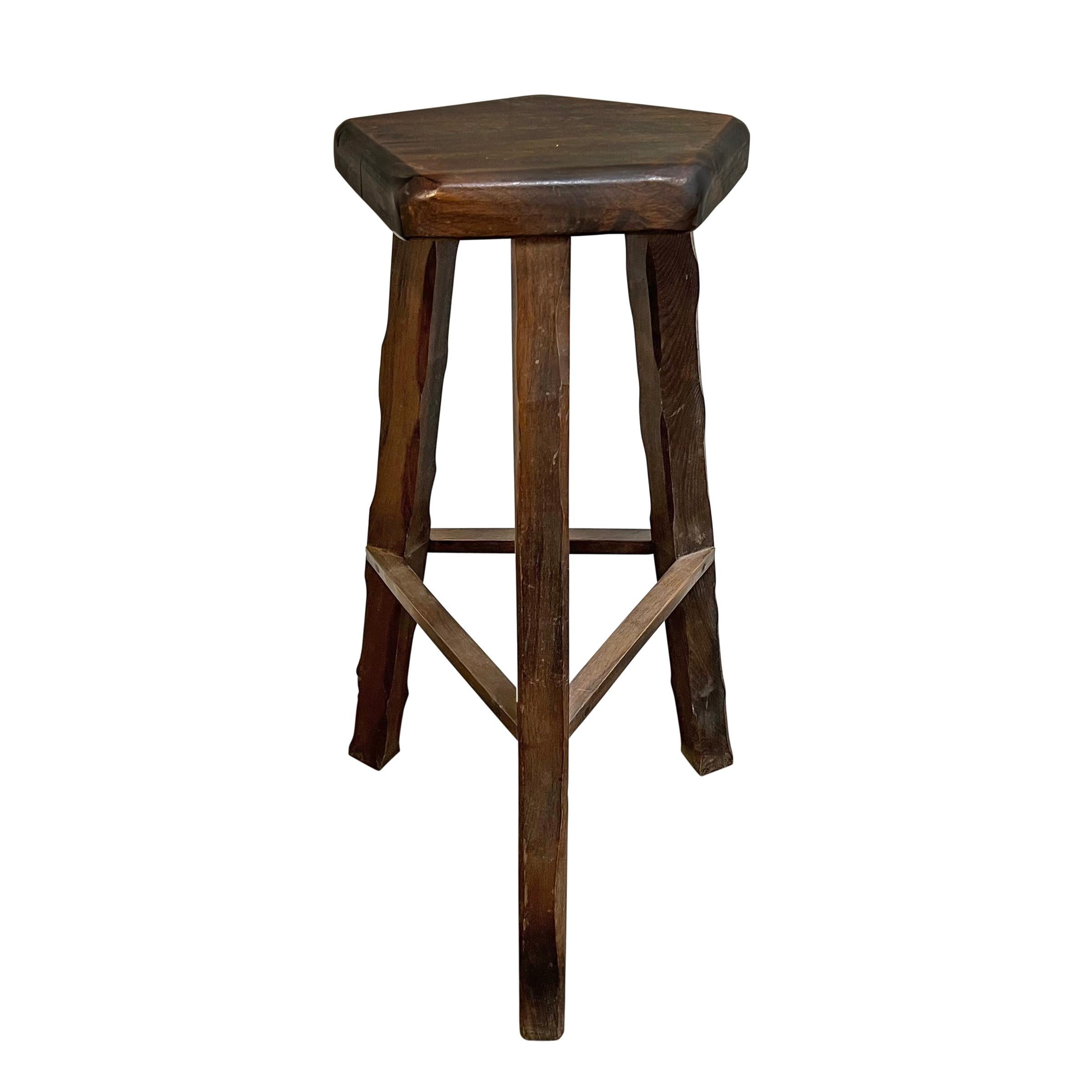 Modern Pair of French Brutalist Barstools