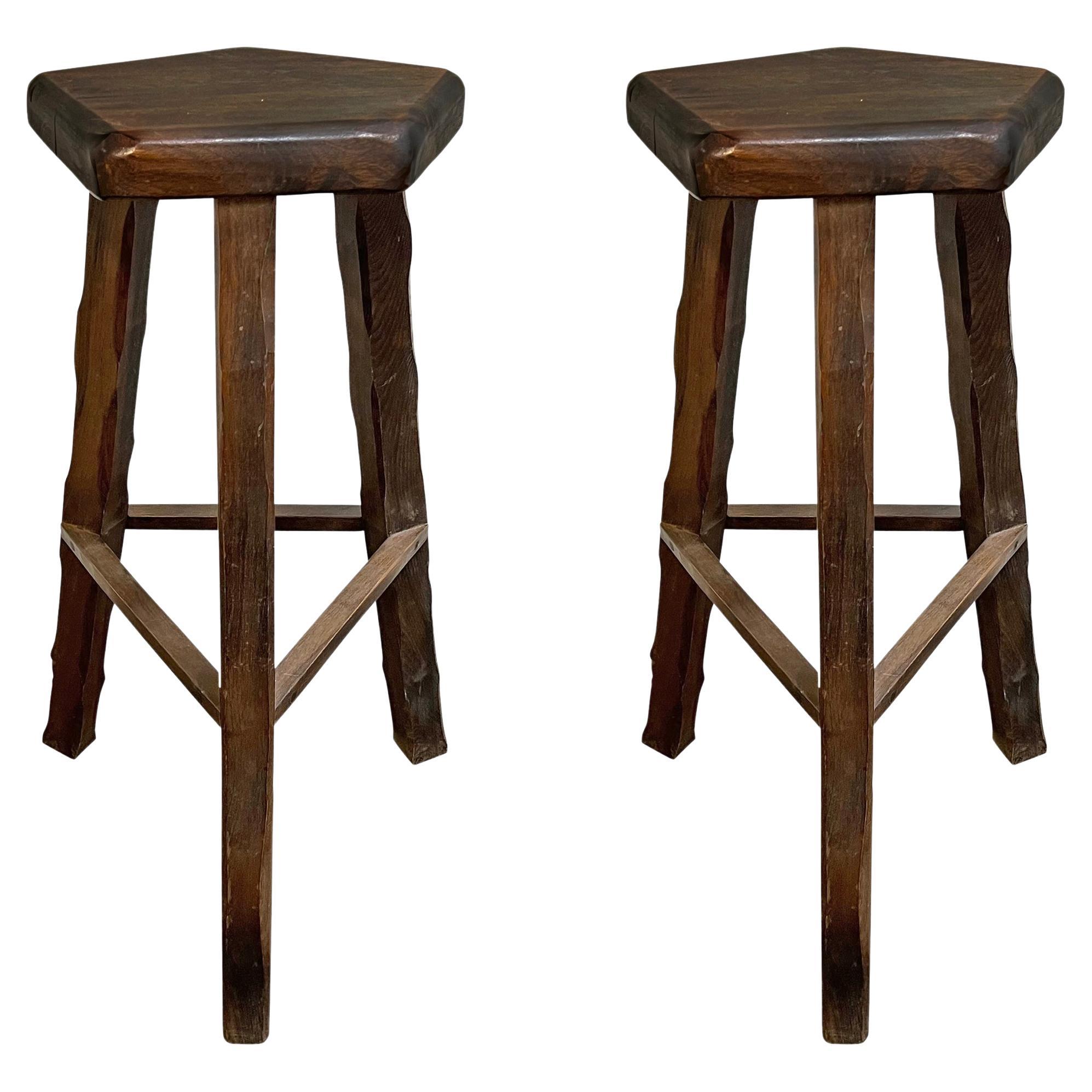 Pair of French Brutalist Barstools