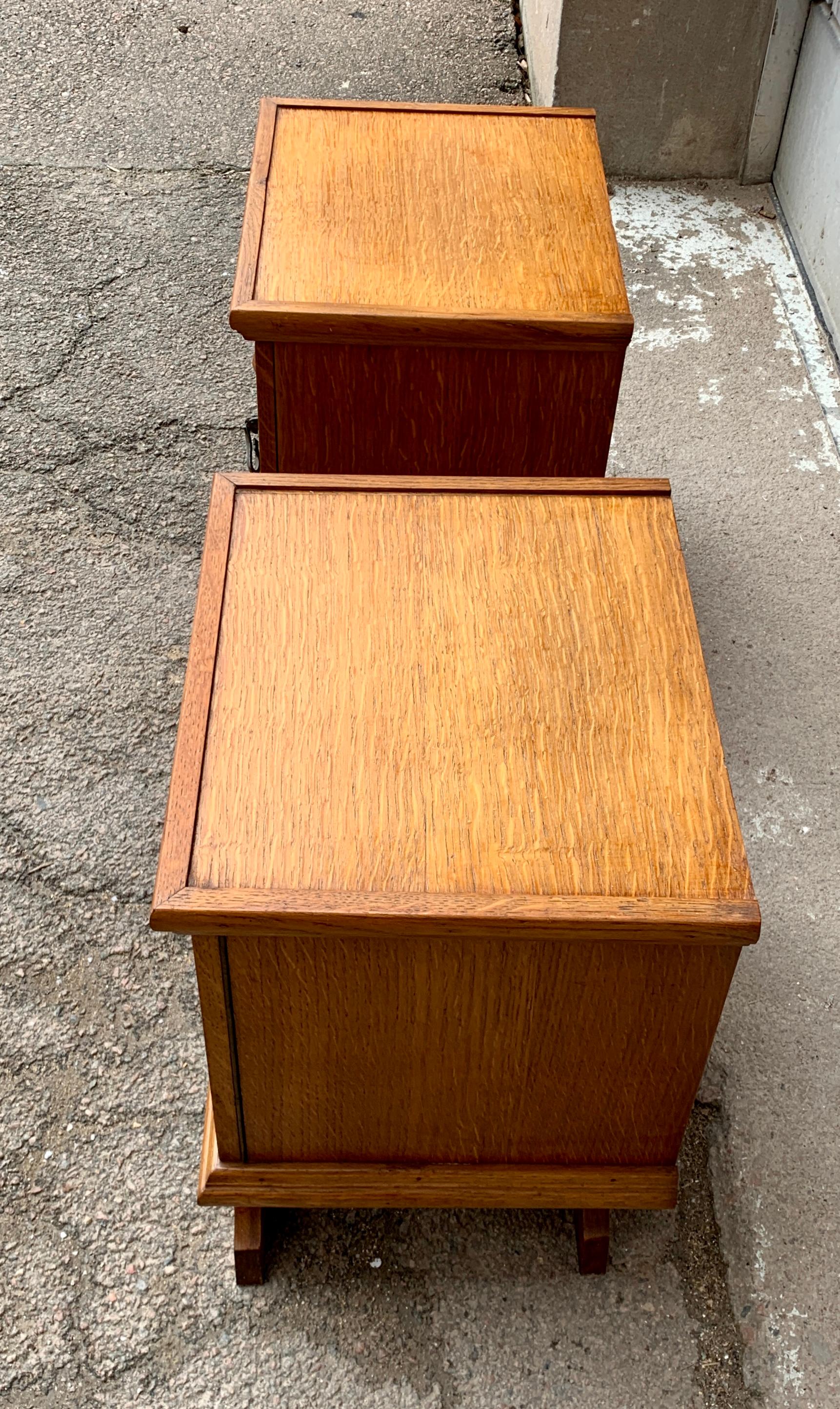 Pair of French Brutalist Nightstands in Oak For Sale 5