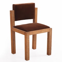 Pair of French Brutalist Oak Side Chairs with Adjustable Tilting Backs, C 1960