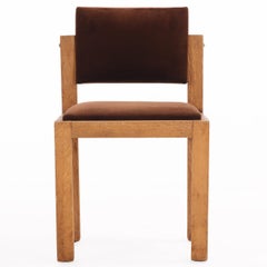 Pair of French Brutalist Oak Side Chairs with Adjustable Tilting Backs, C 1960
