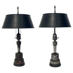 Pair of French Buoillotte Lamps