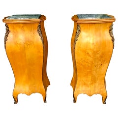 Pair of French Burl Wood Bombay Gilt Bronze Louis XV Pedestal Stands