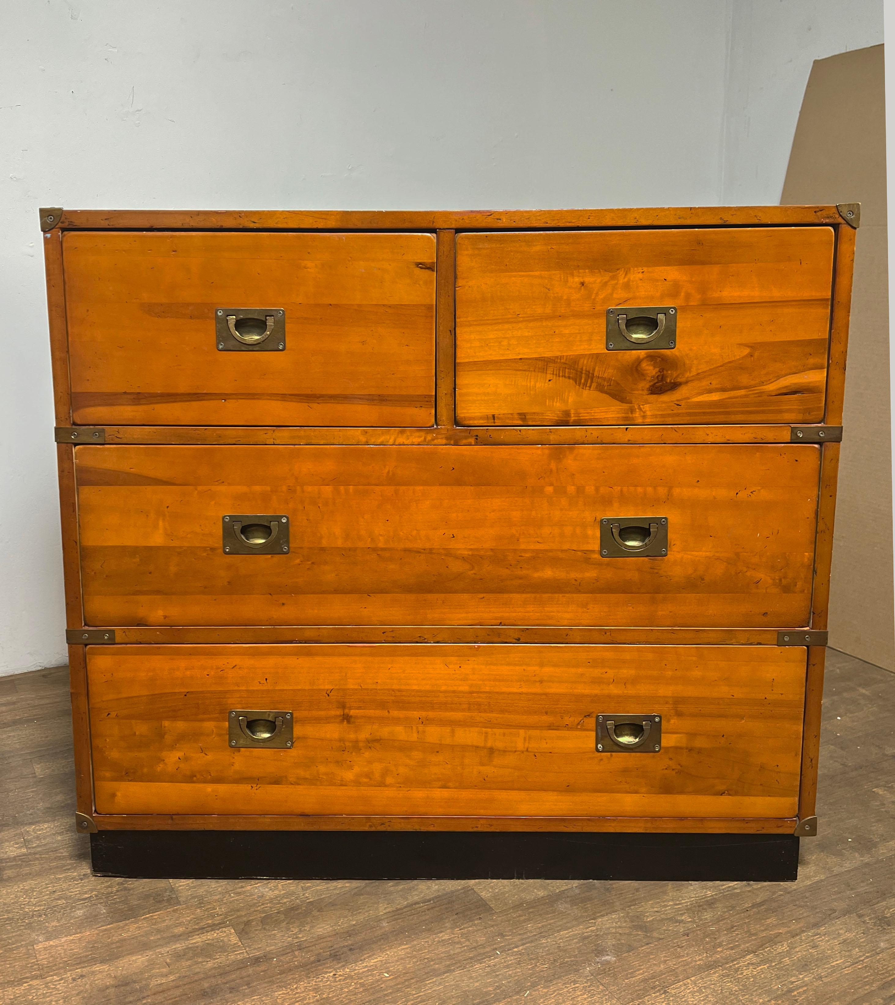 Pair Of French Campaign Style Chests Circa 1970s In Good Condition For Sale In Peabody, MA