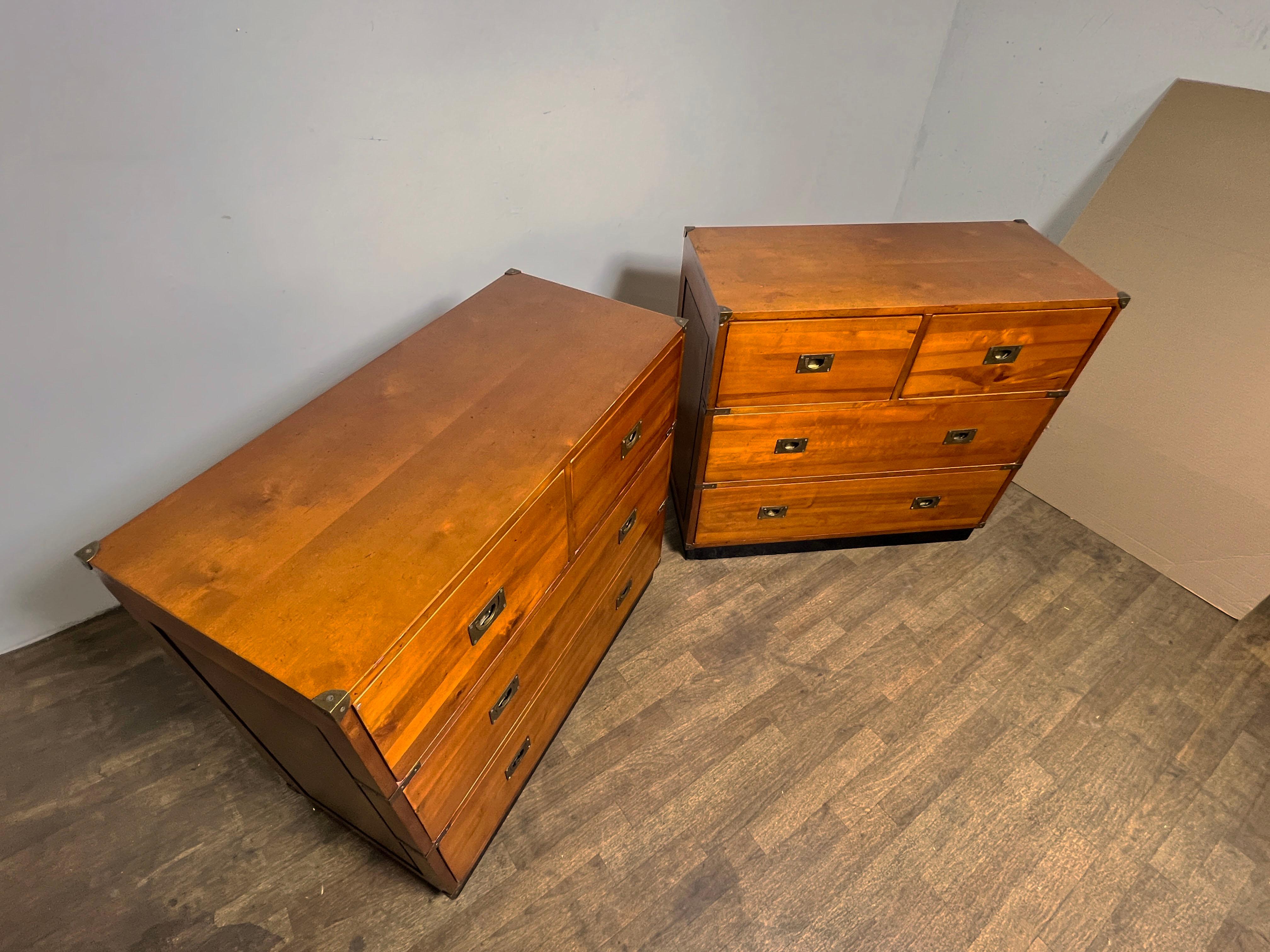 Late 20th Century Pair Of French Campaign Style Chests Circa 1970s For Sale